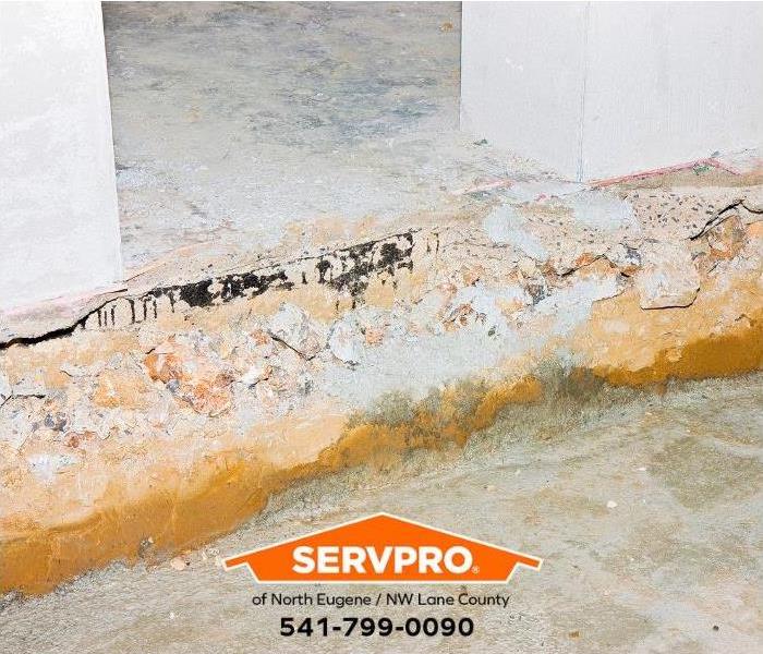 Signs of water damage can be seen inside a crawl space. 